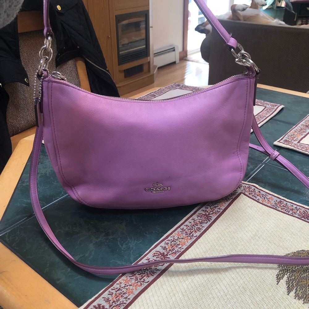 Coach Chelsea Bag Lavender Leather Shoulder Bag/detachable crossbody